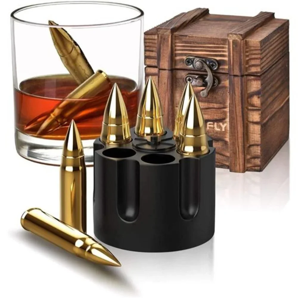 6 PCS Whiskey Stones Bullets, Stainless Steel